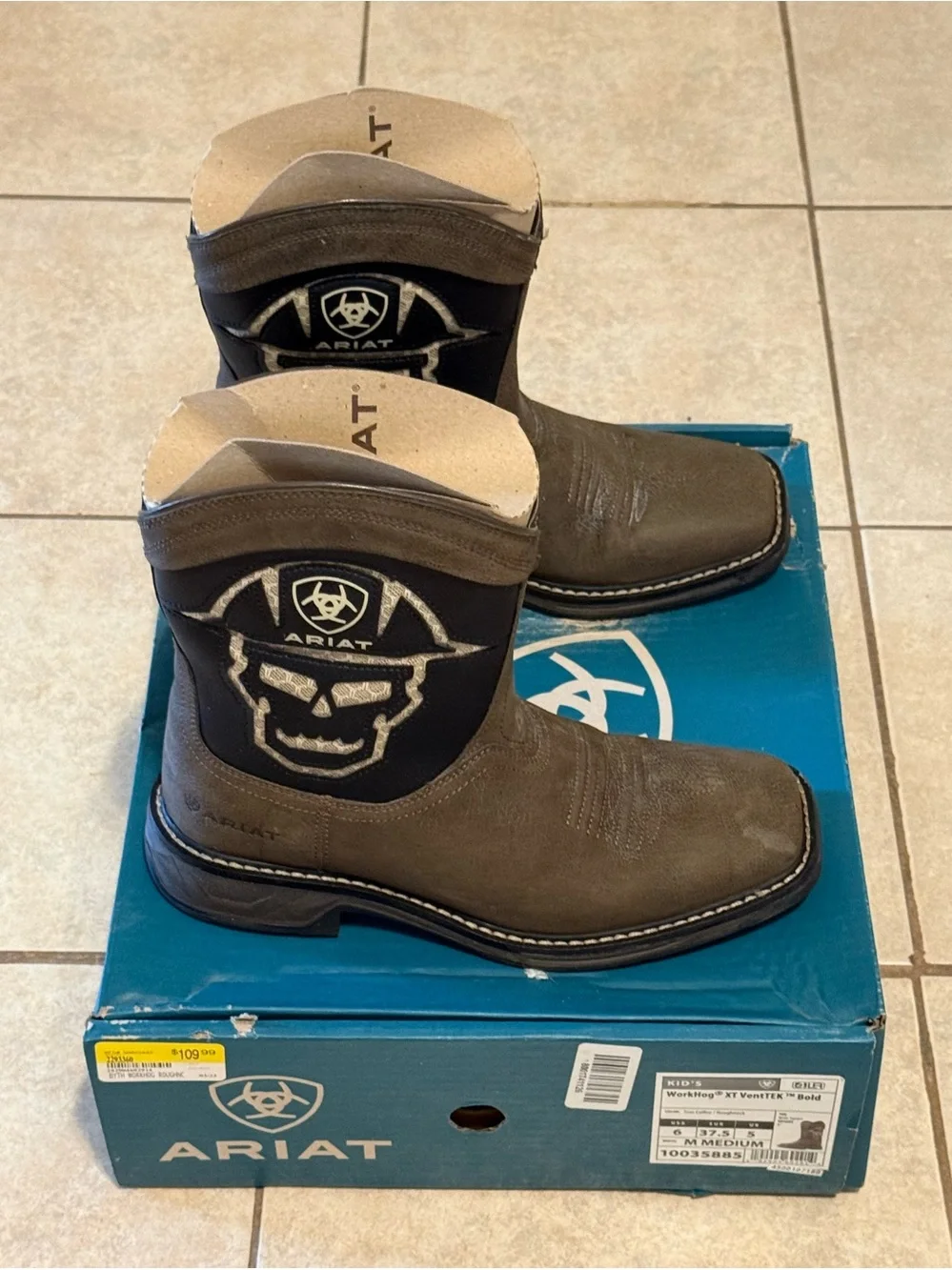 Ariat Youth Boys WorkHog XT VentTEK Bold Boots 10035885 Size 6 M Iron Coffee Box